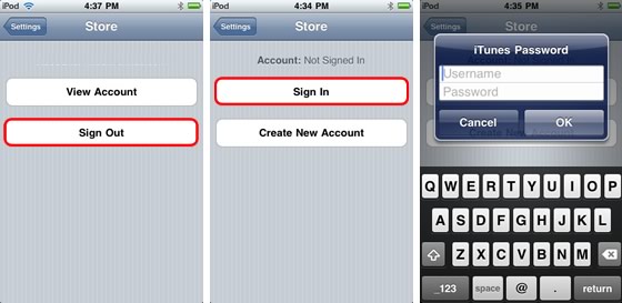 iTunes Account Sign Out and In